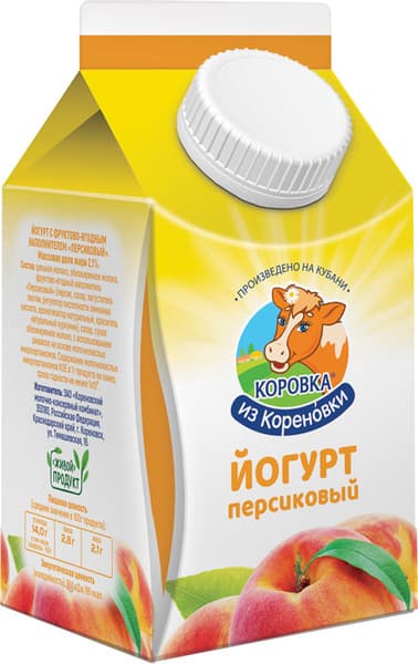 Йогурт персиковый 2,1% 450г пюрпак КизК