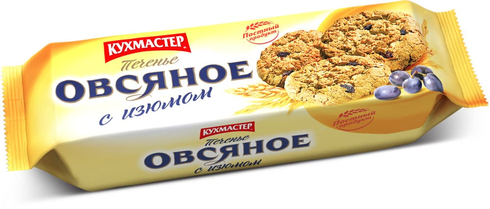 Печенье Овсяное с изюмом 270г Кухмастер