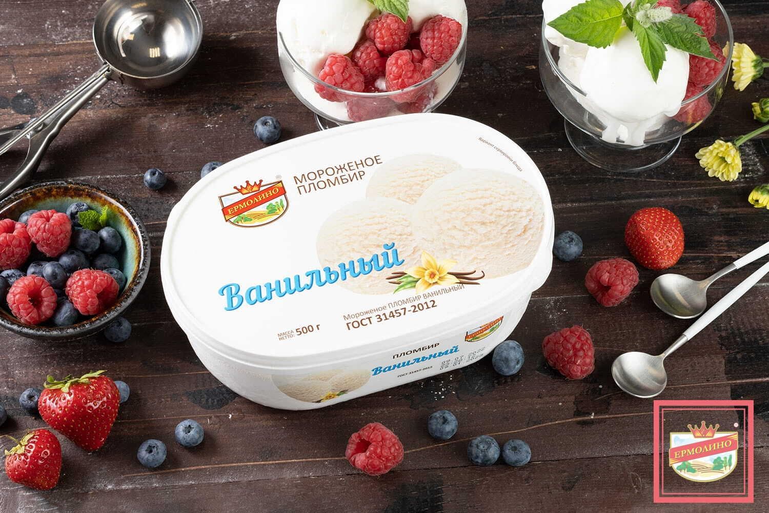Мороженое пломбир ванильн с Зефиром и миндалем 300г ведро КизК
