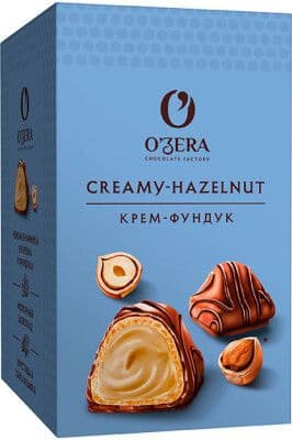 Конфеты Озера крем-фундук в молочном шок 150г КДВ (син)