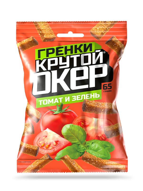 Гренки Крутой Окер 65г со вкусом Томат и Зелень