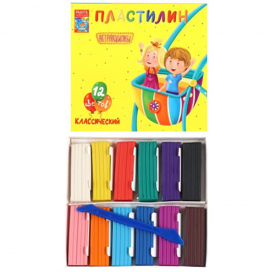 Пластилин на листе 12цветов 1203