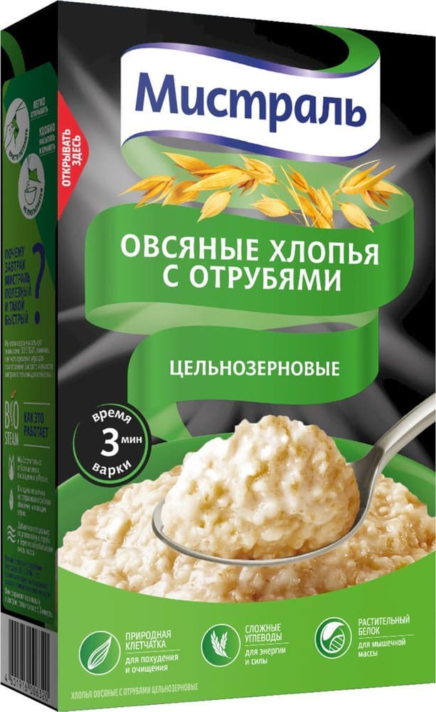 Хлопья Овсяные с отрубями 400г Мистраль