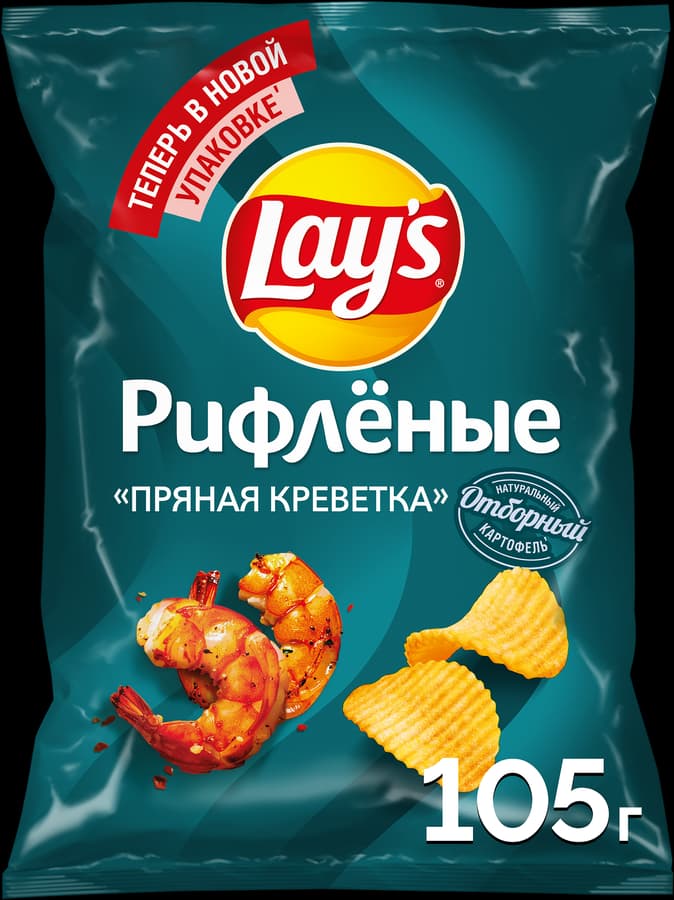 Чипсы Лэйс 105г Рифленые Пряная Креветка