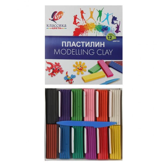 Пластилин на листе 12цветов 1224