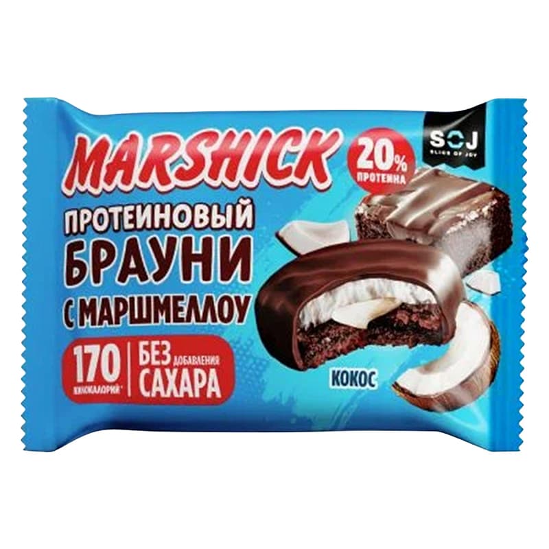 Печенье протеин Маршик 53г Брауни глазир с кокосом без дс
