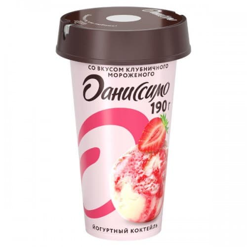 Даниссимо Коктейль кислом.йогурт. Клубничн.мороженое 2,6% 190г